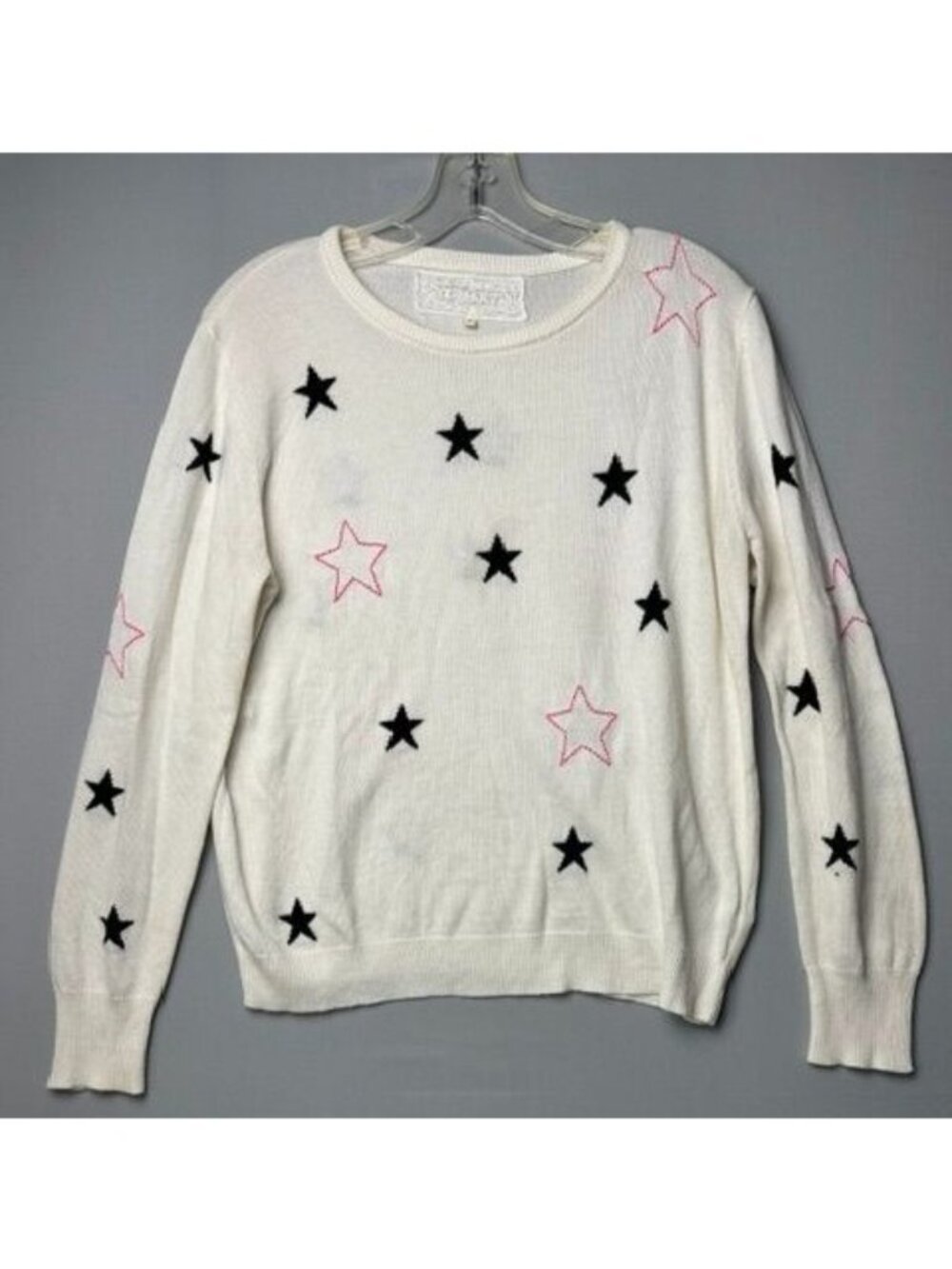 Pink Martini Women's Small Ivory Star Sweater Black Pink Y2K Whimsigoth Celestia